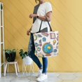 thumbnail image 4 of FORMRS Womens Canvas Tote Bag with Zipper Inner Pocket Shoulder Handbag, Beige School, 4 of 7