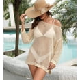 thumbnail image 3 of Womens Oversized Crochet Knit Swim Cover Up Long Sleeve Mesh Beach Bathing Suit Coverup, 3 of 13