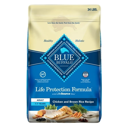 (BEST BY 07 OCT 2025) Blue Buffalo Life Protection Formula Adult Dry Dog Food  Chicken & Brown Rice  34 lbs.