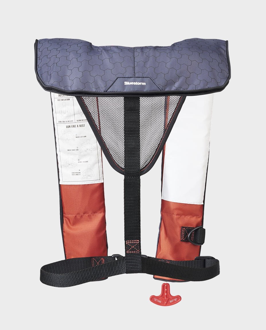 Bluestorm Gear Cirrus26 Inflatable PFD Life Jackets (Legendary Tan) for Adults | US Coast Guard Approved Automatic Life Vest w/Manual Override Convertibility