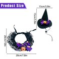 thumbnail image 3 of Halloween Witch Costume for Cats – Lace Scarf + Pointed Hat Set, Adjustable Elastic Fits Kittens & Small Cats, Purple Photo Prop, 3 of 5