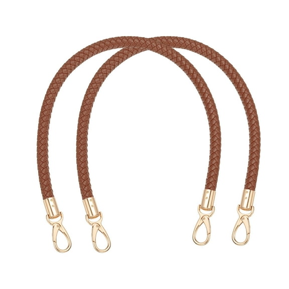 Uxcell 2Pcs Braided Purse Straps 40cm / 15.7" PU Leather Handbag Handles, Light Brown