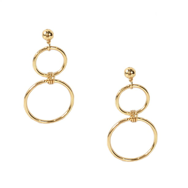 Bagtique - Jewelry Collection Interlocking Hoop Drop Earrings, Gold ...