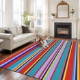 thumbnail image 3 of Red Teal Yellow Stripes Washable Living Room Rugs 5'x7', Lines Art Low Pile Throw Large Area Rugs Non-Slip Sturdy Edge Binding Carpet for Dining Room Bedside Kitchen, 3 of 9