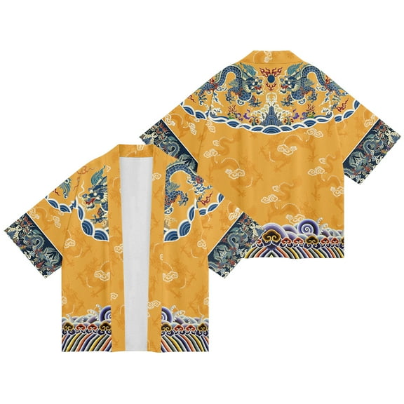 Japanese Kimono Yukata Man Chinese King Emperor Dragon Shirt Clothing Harajuku For Men Traditional Haori