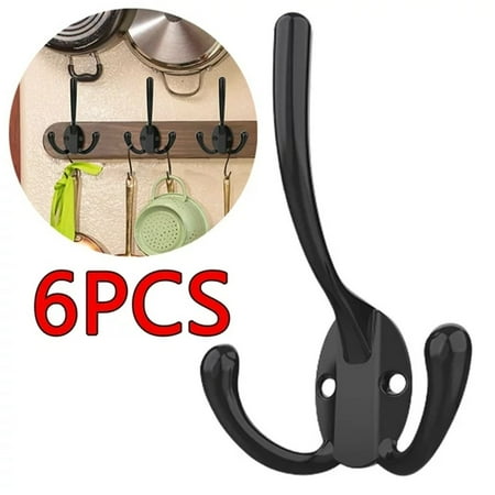

Hooks Celebration Activ 6Pcs Double Hangers Black Towel Hook for Bathroom Clothes Coat Hook Bedroom