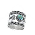 thumbnail image 4 of CHOOSE YOUR COLOR Wave Swirl Abalone Wide Thin Bali Ring .925 Sterling Silver Band Jewelry Female Size 6, 4 of 4