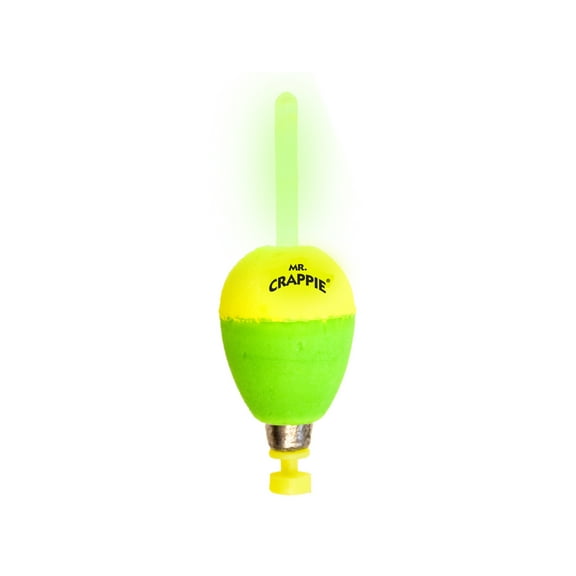 Betts Mr. Crappie MP150W-2YG-GL Flo-Glo Lighted Fishing Bobbers, 1-1/2", Pear, Yellow/Green, 2-Pack