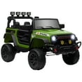 thumbnail image 2 of Qaba 12V Ride on Truck, Battery Powered Electric Car for Kids with Parent Remote, 4 Suspension Wheels, Music Horn LED Lights, Green, 2 of 9