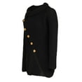 thumbnail image 6 of Weardear Women's Fashion Turtle Cowl Neck Long Sleeve Wrap Asymmetric Chunky Knitted Sweater Button Tops Black,S, 6 of 7
