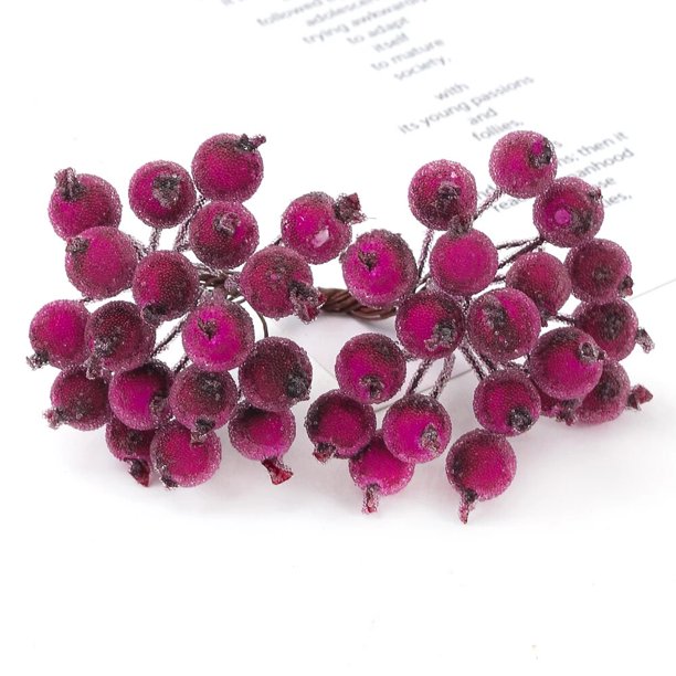 Estambre de bayas de vidrio de fruta Artificial, flor falsa para boda, decoración del hogar, corona de Navidad DIY, flor artesanal de álbum de recortes, 40 cabezas