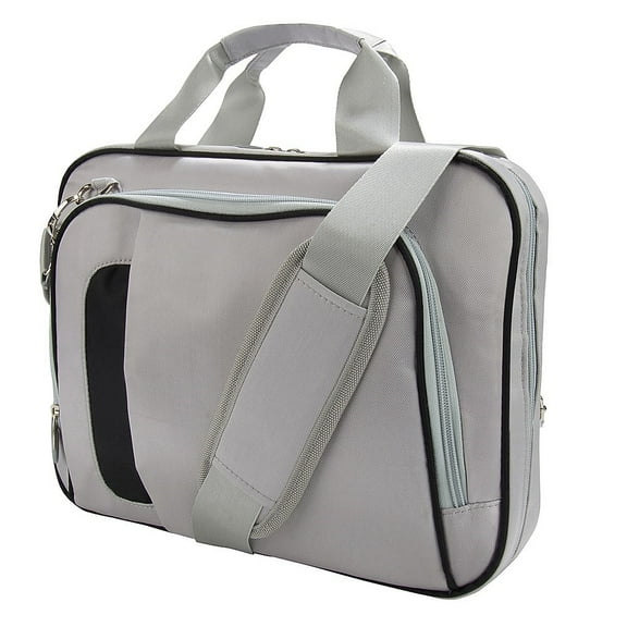 Universal Multipurpose School, Travel, Gym, Canvas Messenger Shoulder Laptop Bag fits Laptop Devices up to 10 Inches With Adjustable Strap (Silver)
