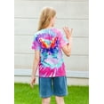 thumbnail image 6 of Aideaone Girls Kids Shirts Tie Dye T-shirt Casual Short Sleeve Crewneck Tee Top Size 5-12, 6 of 7
