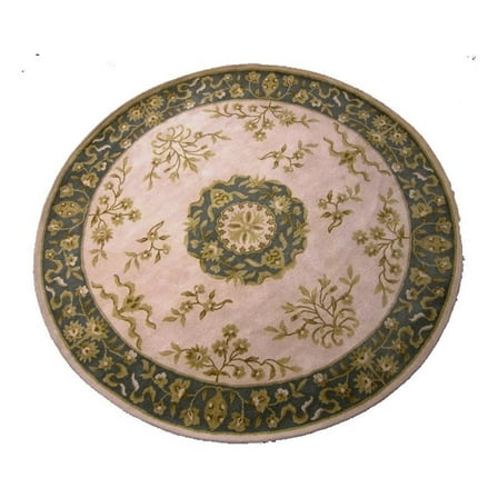 Ablon 03 8X8 Round Ivory Handtufted Wool Area Rug