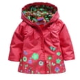thumbnail image 2 of Imperméable Coupe-Vent à Capuche pour Enfants Filles avec Fleurs, 2 of 5