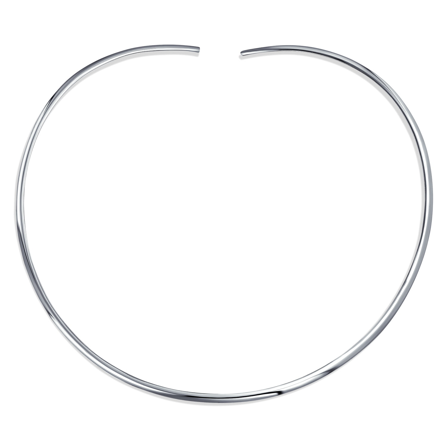 2MM Plain Flat Choker .925 Sterling Silver Necklace With Clasp