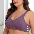 thumbnail image 2 of UOCUFY Women Plus Size Front Closure Wire Free Bra Striped Seamless Support Bralette Comfort Everyday, 2 of 9