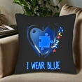 thumbnail image 5 of Set of 2 18x18in Throw Pillow Covers with Heart-Shaped Blue Puzzle Piece Design Colorful Stars Perfect for Couch Bed or Car, 5 of 8