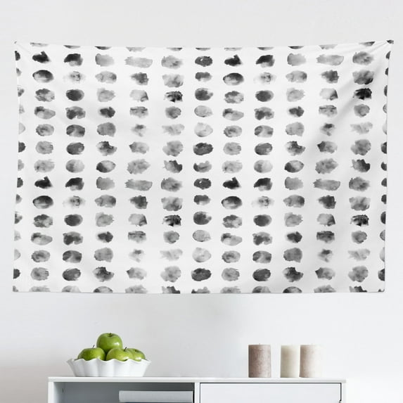 Black and Grey Tapestry, Continuing Tartan Pattern Geometrical in Symmetry, Fabric Wall Hanging Decor for Bedroom Living Room Dorm, 2 Sizes, Pale Taupe Dimgray, by Ambesonne