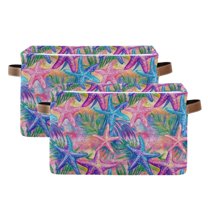 Yayeee 2 Pack Canvas Storage Basket with Handles for Shelves Fabric Bins Closet Organizer, Gradient Starfish Pattern