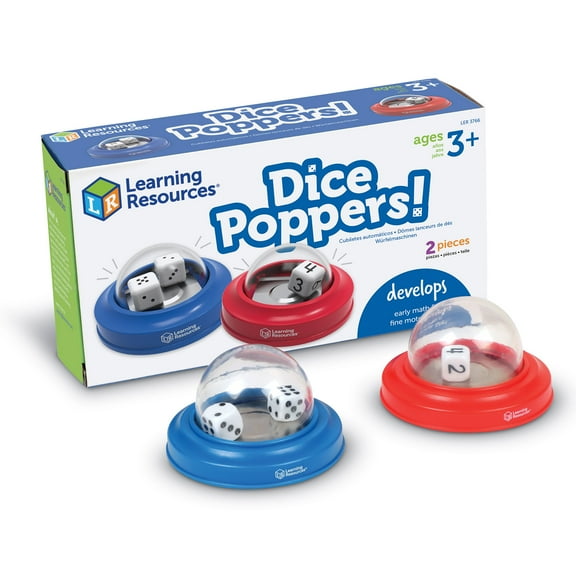 Learning Resources Dice Poppers, Board Game Accessory, Dice Game, Stocking Stuffer, Board Games, Set of 2 Dice in Popper, Ages 3 