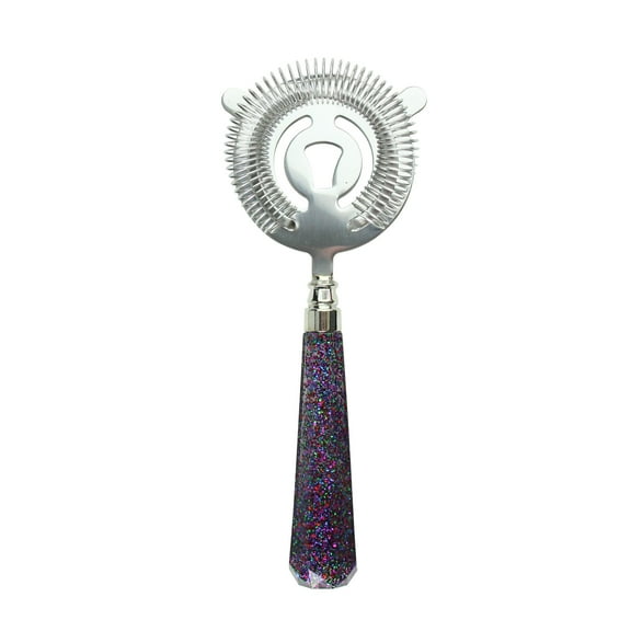 Wild Eye 9" Transparent Multi Glitter and Gold Stainless Steel Bar Cocktail Strainer