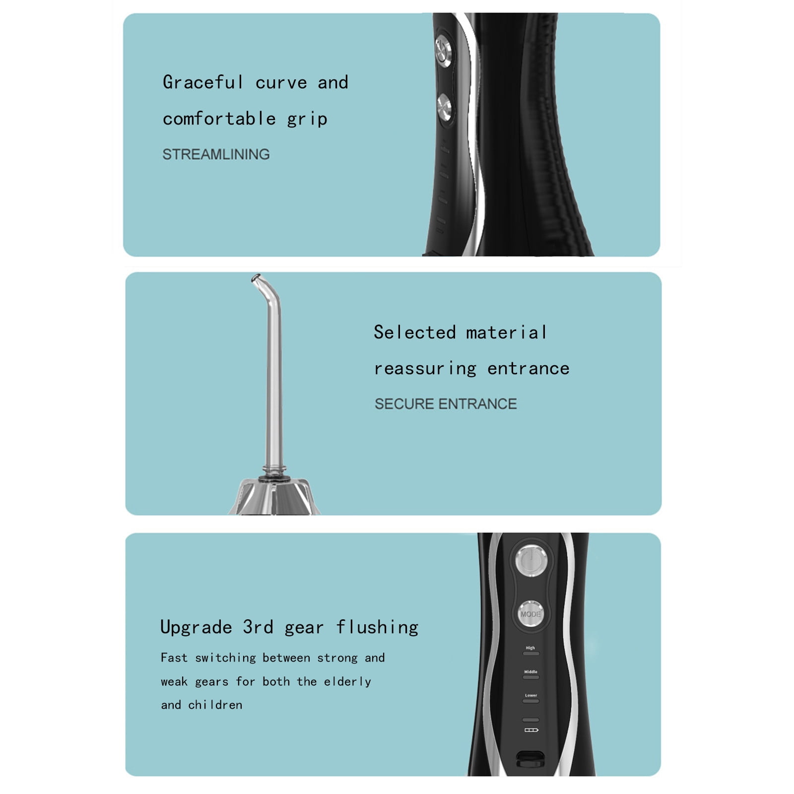 Dengmore Water Dental Flosser Cordless for Teeth Electric Tooth Irrigator With 4 Nozzles Portable and Rechargeable IPX7 Waterproof Strong Battery Life Water Toothbrush Pick