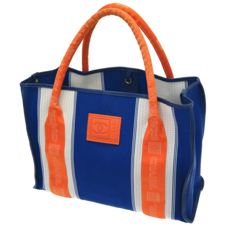used Pre-owned Chanel Sports Line Tote Bag with Pouch Blue Orange 0044chanel (Good), Adult Unisex, Size: (HxWxD): 27cm x 39cm x 16cm / 10.62'' x 15.35