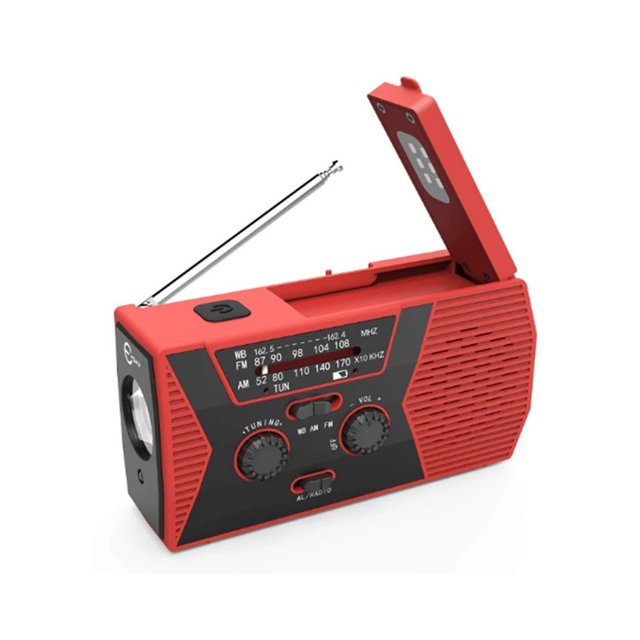 Multifunctional Solar Hand Crank Radio FM AM WB NOAA Weather Radio 2000mAh USB Charging Emergency LED Flashlight Power ,Handy Bright