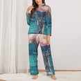 thumbnail image 2 of Yiaed Flowers in Glass Vase Print Pajamas Women's Long Sleeve Sleepwear Soft Button Down Loungewear Pjs Lounge Set Nightwear Womens Pajama Pants-Medium, 2 of 7