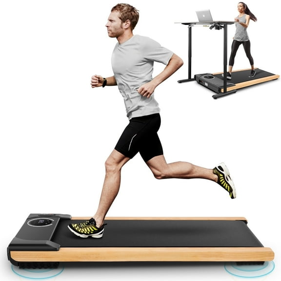 Simpfree Walking Pad, Wooden Under Desk Treadmill with Smart APP, Portable Walk Pad Design for Home and Office, LED Touchscreen, Installation-Free,300 lb Capacity