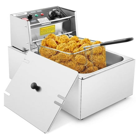 

Deep Fryer with Removable Basket and Lid 1500W 6.34QT Electric Fryers Stainless Steel Countertop Oil Fryer for Home Kitchen Restaurant Ideal for French Fries Fish Chicken