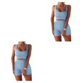 thumbnail image 3 of Eigraketly 2 unids/set Jogging ejercicio mujer chaleco pantalones cortos viajar senderismo Yoga Crop Tops pantalones de cintura alta Kit ropa Type3 NO3, 3 of 6