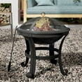thumbnail image 3 of 22" Portable Fire Pit Grill, Outdoor Steel Wood Burning Fire Pits for Outside, Patio, Bonfire, Round Camping Fire Pit Charcoal Grill with Spark Screen Cover, Poker, JA2034, 3 of 8