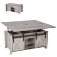thumbnail image 1 of VEVOR 39.4 in Farmhouse Lift Top Coffee Table, Rustic Center Table with Barn Door and Hidden Storage Compartment, Modern Rectangle Lifting Tabletop for Living Room, Office, Home, Easy Assembly, Oak, 1 of 9