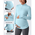 thumbnail image 3 of G4Free Lightweight Maternity Long Sleeve Workout Tops UPF 50+ Rash Guard Half Zip Sun Shirts Ruches Pregnancy Pullover, 3 of 8