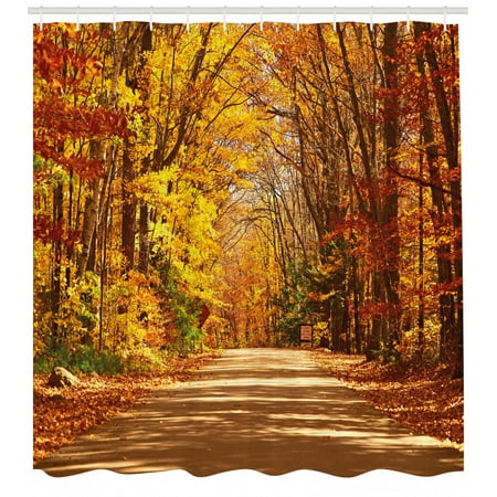 Fall Decor Shower Curtain Scenic View Outdoors Empty Roadway