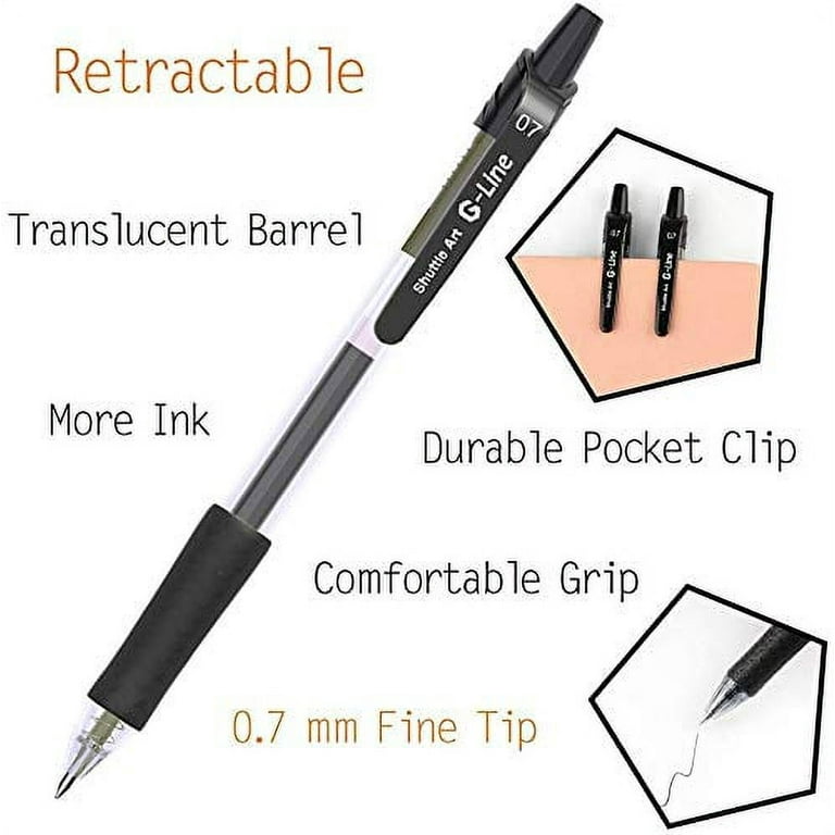 Retractable Gel Ink Pens, Black - 50 Pack –