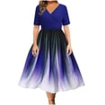 thumbnail image 2 of SMihono Robe Bohème d'Été pour Femmes Grande Taille Robe d'Été pour Femmes Décontractée Col Rond Dégradé Imprimé Manches Courtes Robe de Plage Robe de Fête, 2 of 6