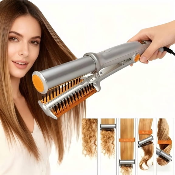 Hair Curling Iron Max 2-Way Rotating Hair Curler 2 In 1 Hair Curler Straightener Brush Smoothing Hair Iron Electric Hairbrush