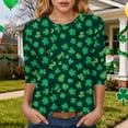 thumbnail image 2 of felwors St Patricks Day Shirt Women Plus Size Funny 3/4 Sleeve Cute Saints Tops Shamrock Shirts Lucky Irish Shamrocks Outfit (Dark Green, XL), 2 of 6