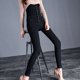 thumbnail image 5 of Pantalones pitillo elásticos de cintura alta con siete botones engrosamiento de terciopelo para mujer pantalones vaqueros lápiz pantalones largos Pompotops ulkah942918, 5 of 5