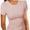 Pink, variant on Women's Crew Neck Ribbed Fitted Shirt, Basic Short Sleeves Slim Fit Tops Summer T Shirt
