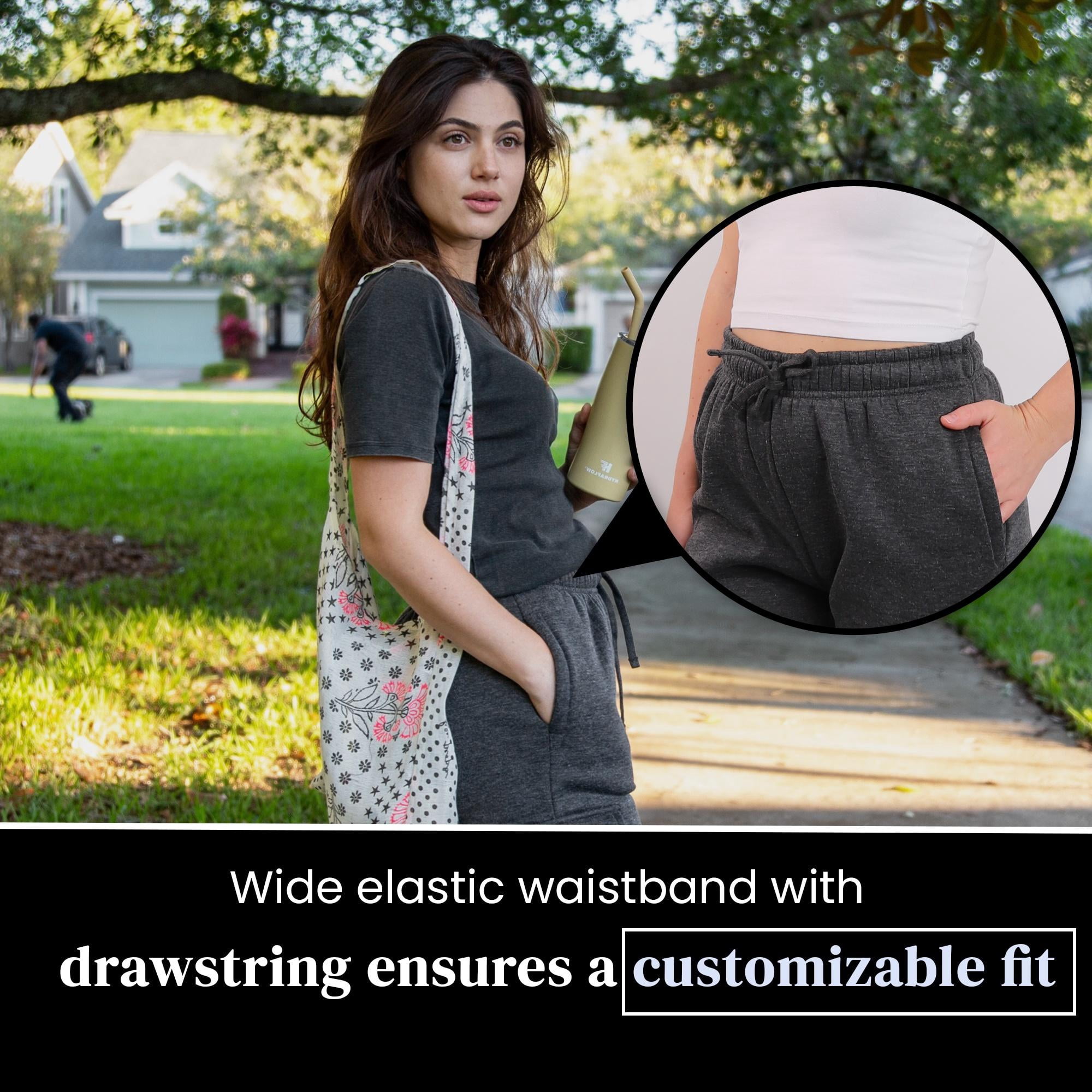 [2 Pack] Women's Sweatpants Cargo Jogger Soft Fleece Adjustable Pants, Sizes S - 2XL