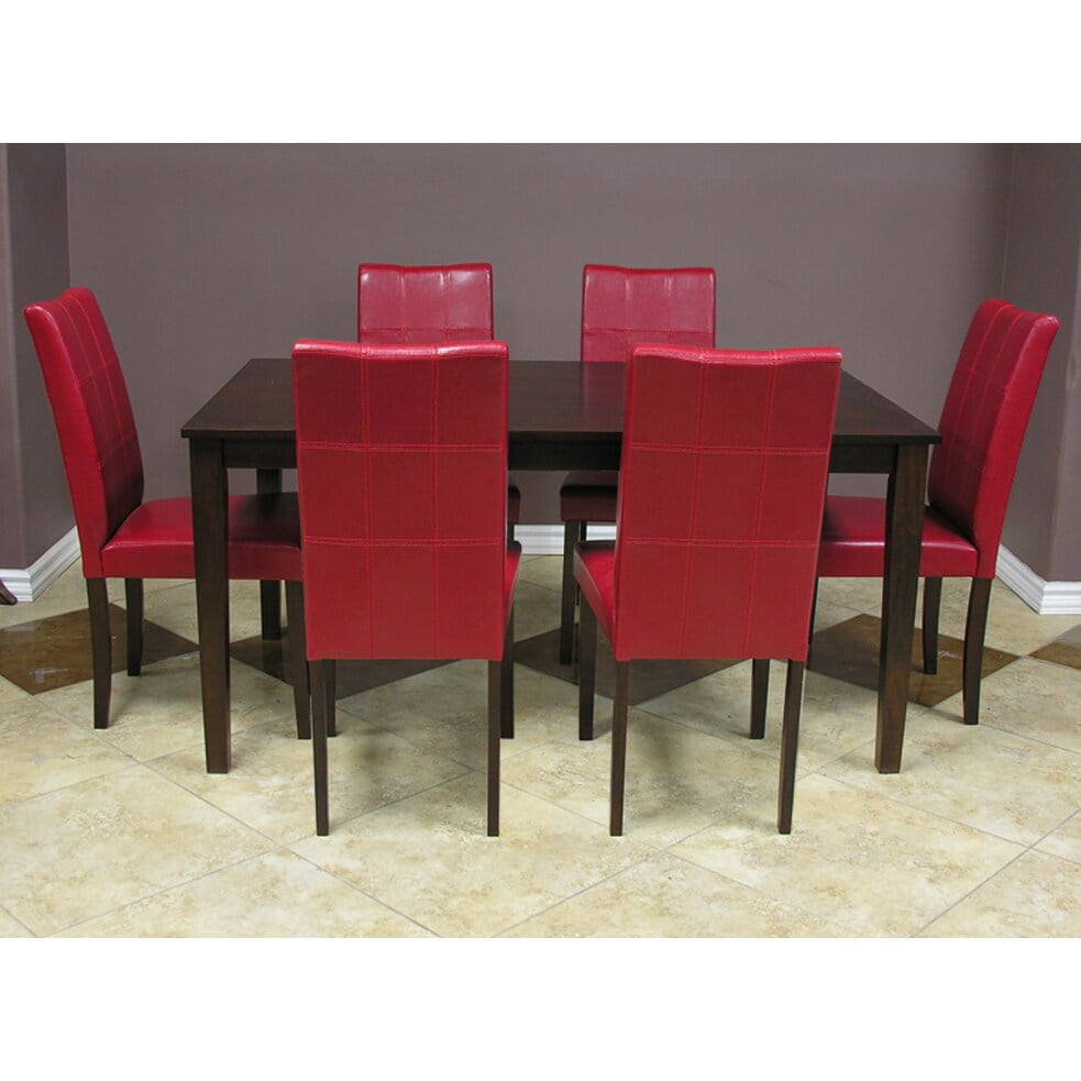 Warehouse Of Tiffany Red 7Pcs Dining Table And Chair Set 8543146