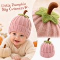 thumbnail image 2 of Baby Halloween Pumpkin Beanie Warm Knit Hat Cuffed Soft Cap for Fall Winter Festive Parties and Cold Weather Wear for Infants Toddlers and Kids Pink One Size, 2 of 7