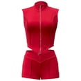thumbnail image 3 of Short Sets for Women Slim Fit Sleeveless Zip Up Cropped Vest and Shorts 2 Piece Matching Set Going out Sets, 3 of 6