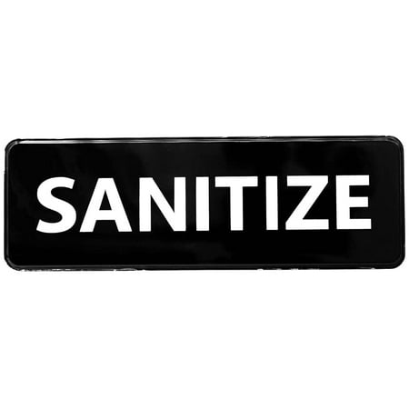 [10 Pack] Sanitize Plastic Sign - Removable Weather Proof Office Stickers Safety Office Stickers Bathroom Sign Kitchen Sign Required Signs Business Black Sanitize Plastic Sign 9 x 3 inches