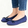 thumbnail image 3 of Deago Women's Foldable Ballet Flats Bowknot Round Toe Comfort Light Weight Slip-On Dress Shoes (Blue), 3 of 10