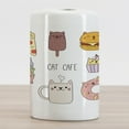 thumbnail image 2 of Cartoon Ceramic Toothbrush Holder, Cats Cafe Hand Drawn in Food Illustration Pizza Ice Cream Cupcakeness Theme, Decorative Versatile Countertop for Bathroom, 4.5" X 2.7", Multicolor, 2 of 4